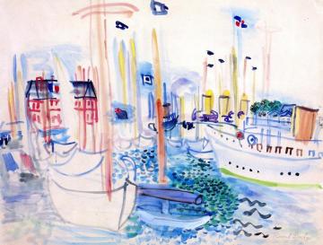 Boats In The Harbor At Deauville Artwork by Raoul Dufy