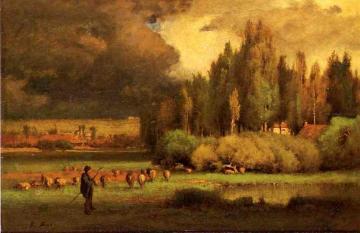 Shepherd in a Landscape Artwork by George Inness