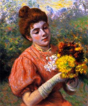 Woman with a Bouquet Artwork by Federico Zandomeneghi