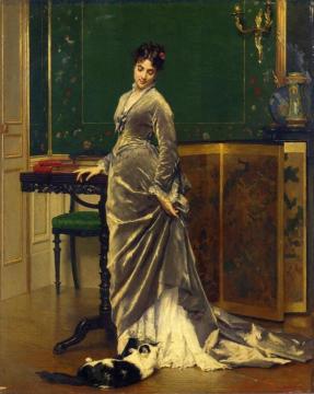 A Playful Moment Artwork by Gustave-Leonard de Jonghe