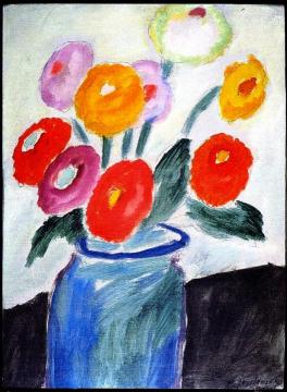Dahlias in a Glass Jar Artwork by Alexej Jawlensky