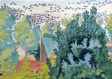 Flight Of Blackbirds At Dawn Artwork by Charles Burchfield