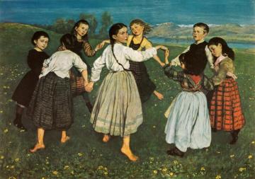 Children Dancing Artwork by Hans Thoma