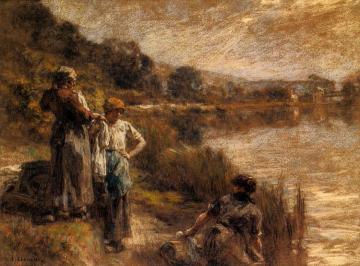 Washerwomen on the Banks of the Marne Artwork by Leon Augustin Lhermitte