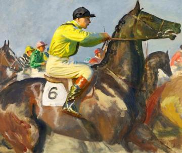The Yellow Jockey Artwork by Sir Alfred James Munnings