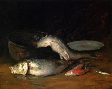 Big Copper Kettle and Fish Artwork by William Merritt Chase