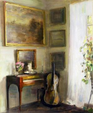 Interior with Cello and Spinet Artwork by Carl Vilhelm Holsoe