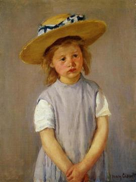 Little Girl in a Big Straw Hat and a Pinnafore Artwork by Mary Cassatt