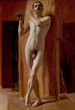 Standing Male Nude Artwork by Harold Knight
