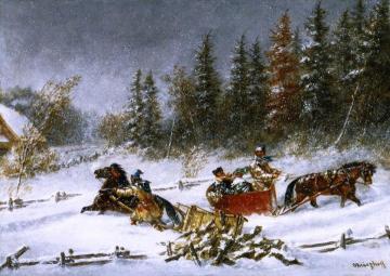 A Winter Incident Artwork by Cornelius Krieghoff