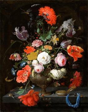 Still Life With Flowers And A Watch Artwork by Abraham Mignon