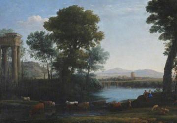 A Classical Landscape with Cattle Crossing a Stream Artwork by Claude Lorrain