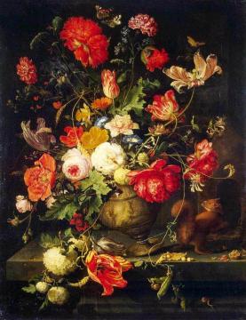 Vase of Flowers Artwork by Abraham Mignon