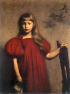 Portrait of a Girl in a Red Dress Artwork by Jozef Pankiewicz