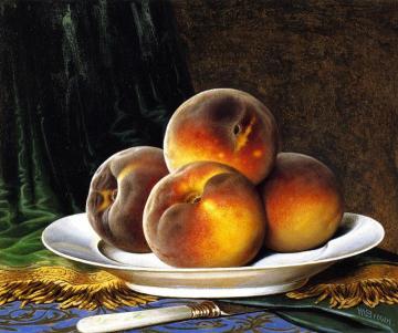 Peaches with White Plate Artwork by William Mason Brown