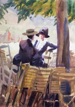 Tête-à-tête, Luxembourg Gardens Artwork by Frank Nelson Wilcox