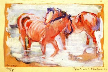 Horses at a Watering Place Artwork by Franz Marc