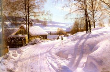 On the Snowy Path Artwork by Peder Mork Monsted