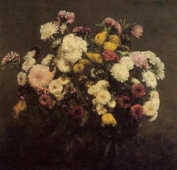 Large Bouquet of Crysanthemums Artwork by Henri Fantin-Latour