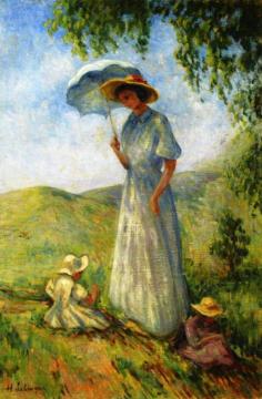 Saint-Tropez, Woman and Children in the Sun Artwork by Henri Lebasque