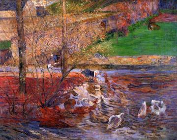 Landscape with Geese Artwork by Paul Gauguin