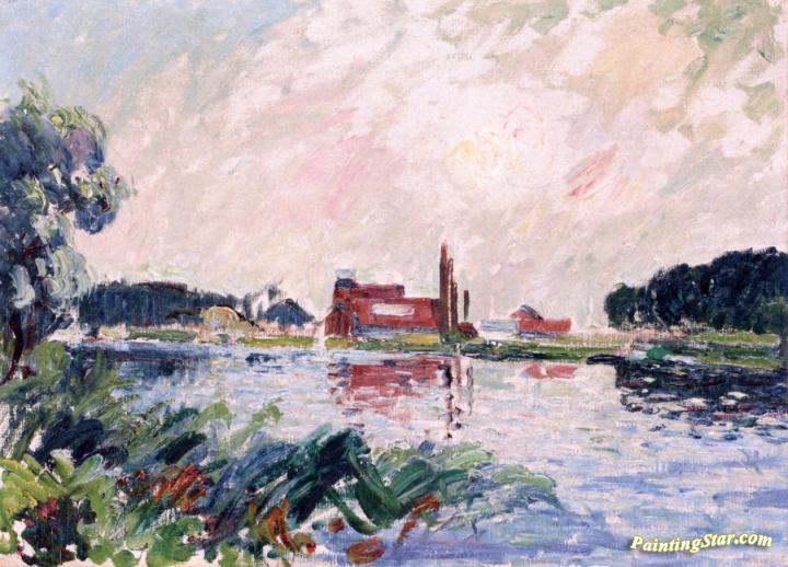Factory on the Banks of the Oise, near Pontoise Artwork by Gustave Loiseau