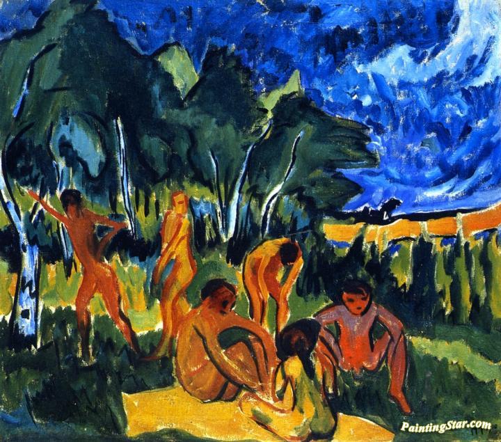 Badende In Moritzburg Artwork by Hermann Max Pechstein