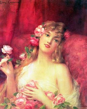 Woman with a Rose Artwork by Leon Francois Comerre