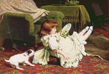 A Mischievous Puppy Artwork by Charles Burton Barber
