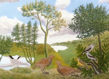 Landscape with Birds Artwork by André Bauchant