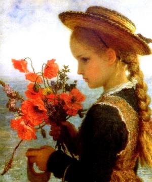 Poppy girl Artwork by Karl Wilhelm Friedrich Bauerle