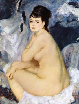 Nude Seated on a Sofa Artwork by Pierre Auguste Renoir