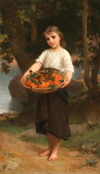 Girl with Basket of Oranges Artwork by Emile Munier