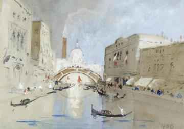 Gondolas near St. Mark's, Venice Artwork by Hercules Brabazon Brabazon