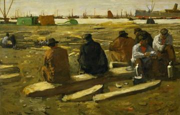Lunch Break at the Building Site in the Van Diemenstraat in Amsterdam Artwork by George Heidrik Breitner