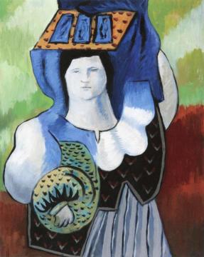 Fisherwoman with Basket Artwork by Jean Lurçat