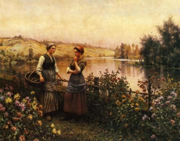 Stopping for Conversation Artwork by Daniel Ridgway Knight