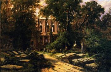 Cemetery by a Ruined Gothic Church Artwork by Herman Lungkwitz