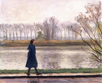 Woman In Blue, La Frette, Winter Artwork by Albert Marquet