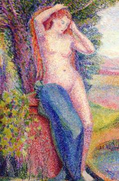 Bather Fixing Her Hair Artwork by Hippolyte Petitjean