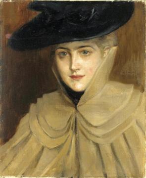 Portrait Of A Young Woman Artwork by Albert Edelfelt