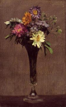 Daisies and Dahlias Artwork by Henri Fantin-Latour