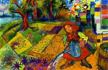 Woman With Watering Can Artwork by David Davidovich Burliuk