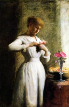 Woman with Roses Artwork by George Cochran Lambdin