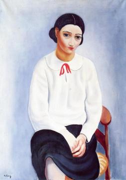Woman in a White Blouse Artwork by Moise Kisling