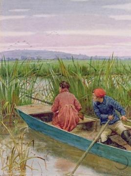 Duck Shooting Artwork by George Goodwin Kilburne