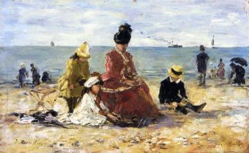 On the Beach Artwork by Eugène-Louis Boudin