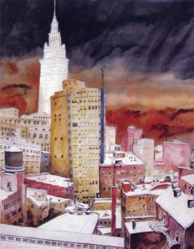 Cleveland Snow (also known as Terminal Tower) Artwork by William Joseph Eastman