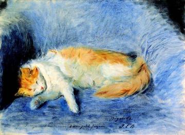 Sleeping Cat Artwork by Jacques Emile Blanche