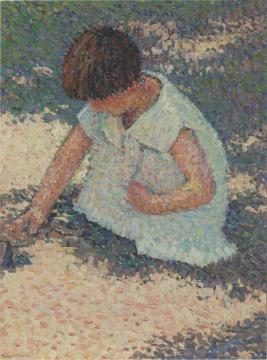 Kneeling Young Girl Artwork by Henri Martin